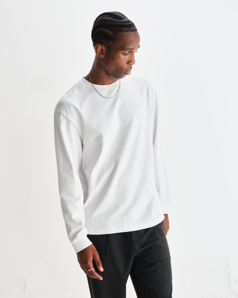 Men's White Textured Organic Cotton T-Shirt Wax London