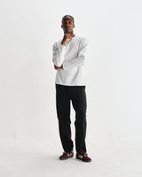 wax london men's Hayden - White Textured Organic Cotton Long Sleeve T-Shirt