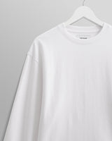 wax london Hayden - White Textured Organic Cotton Long Sleeve T-Shirt