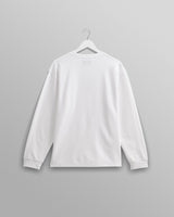 wax london Hayden - White Textured Organic Cotton Long Sleeve T-Shirt