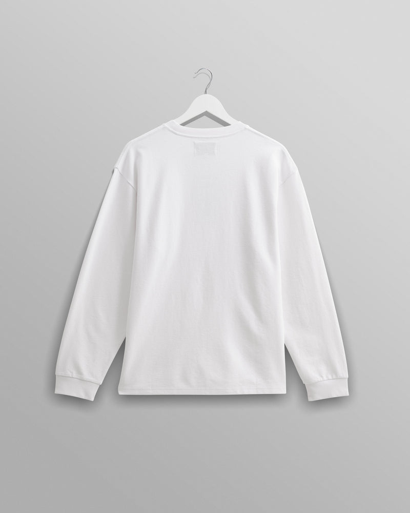 wax london men's Hayden - White Textured Organic Cotton Long Sleeve T-Shirt