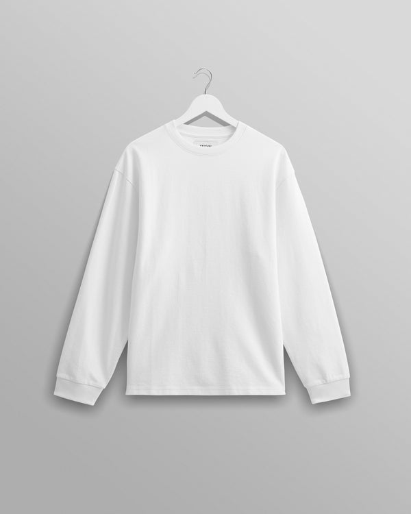 wax london white textured organic cotton long sleeve t shirt front