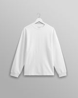 wax london Hayden - White Textured Organic Cotton Long Sleeve T-Shirt