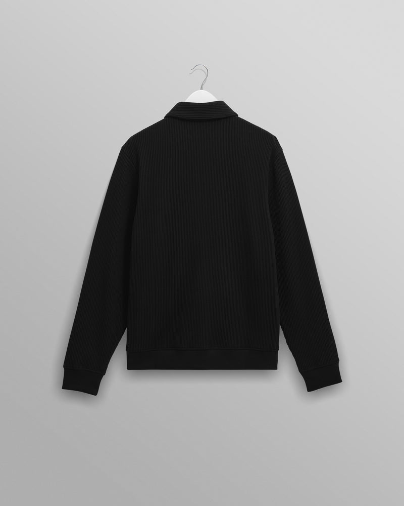 wax london men's Hays - Black Structured Waffle Overshirt