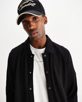 wax london men's Hays - Black Structured Waffle Overshirt