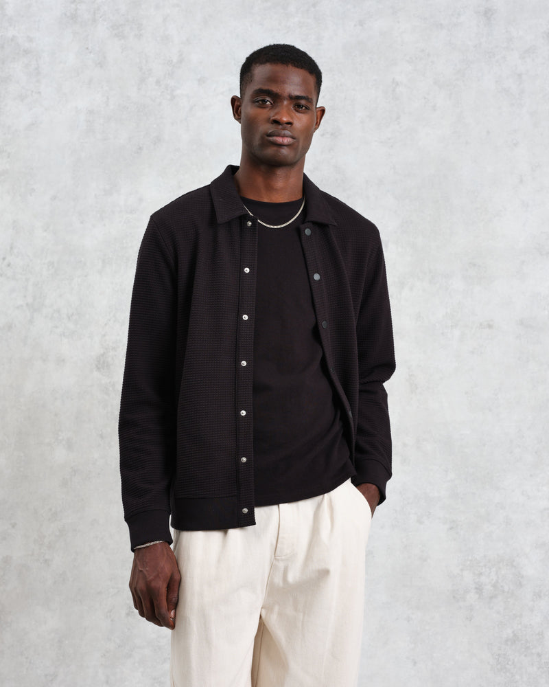 wax london Hays - Black Waffle Overshirt