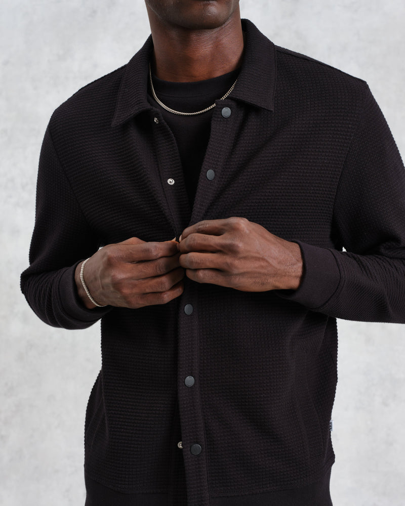 wax london Hays - Black Waffle Overshirt