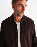 wax london men's Hays - Dark Brown Structured Waffle Overshirt