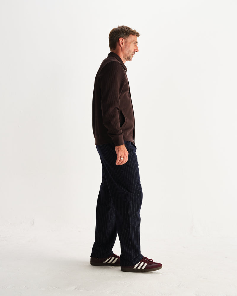 wax london men's Hays - Dark Brown Structured Waffle Overshirt