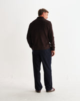 wax london men's Hays - Dark Brown Structured Waffle Overshirt