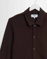 wax london men's Hays - Dark Brown Structured Waffle Overshirt