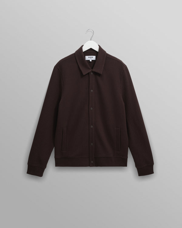 wax london men's Hays - Dark Brown Structured Waffle Overshirt