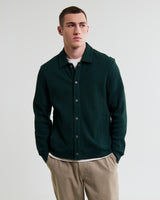 wax london men's Hays - Dark Green Structured Waffle Overshirt