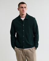 wax london men's Hays - Dark Green Structured Waffle Overshirt