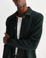 wax london men's Hays - Dark Green Structured Waffle Overshirt
