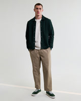 wax london men's Hays - Dark Green Structured Waffle Overshirt