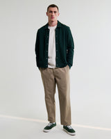wax london men's Hays - Dark Green Structured Waffle Overshirt