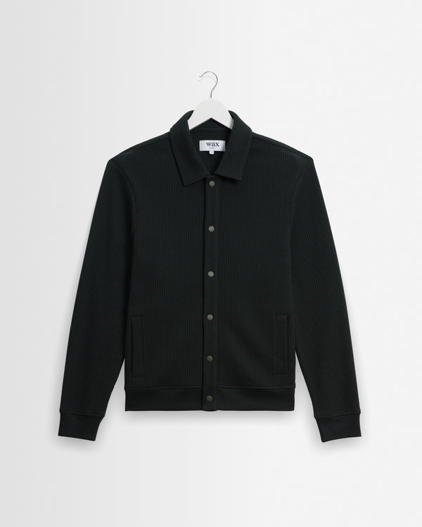 wax london men's Hays - Dark Green Structured Waffle Overshirt