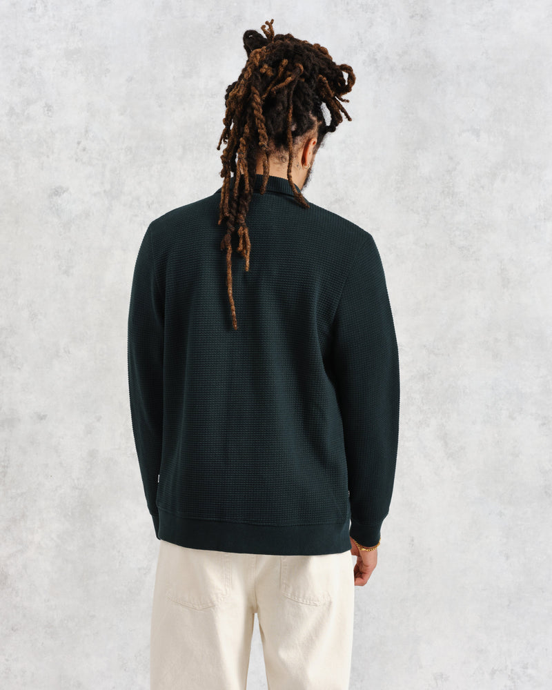 wax london Hays - Dark Green Waffle Overshirt