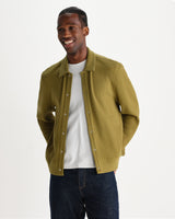 wax london men's Hays - Green Waffle Jersey Overshirt
