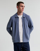 wax london men's Hays - Mid Blue Structured Waffle Overshirt