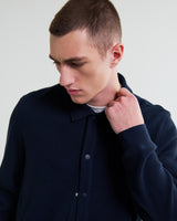wax london men's Hays - Navy Structured Waffle Overshirt