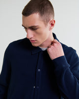 wax london men's Hays - Navy Structured Waffle Overshirt