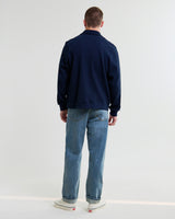 wax london men's Hays - Navy Structured Waffle Overshirt