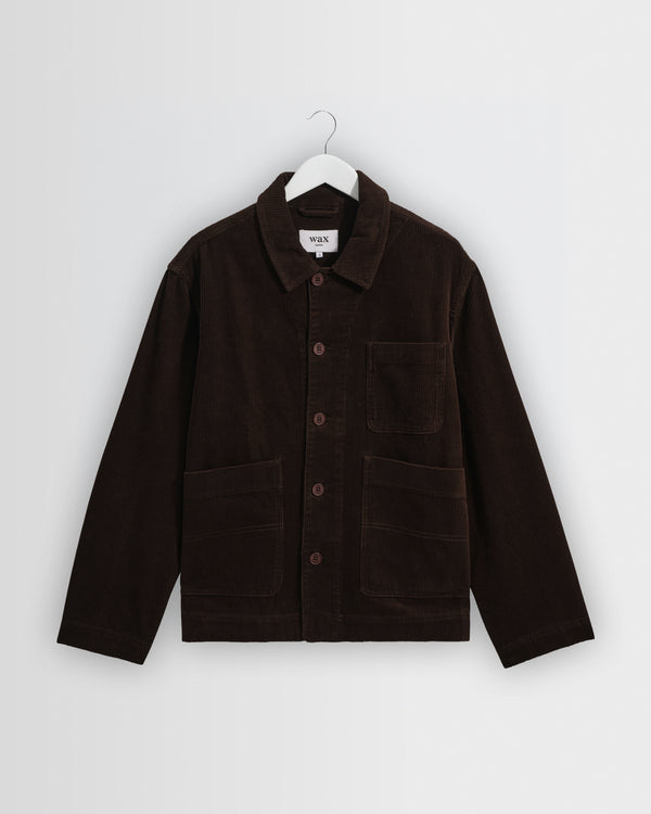 wax london men's Healey - Dark Brown Corduroy Chore Jacket