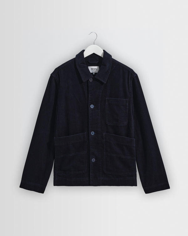 wax london men's Healey - Navy Corduroy Chore Jacket
