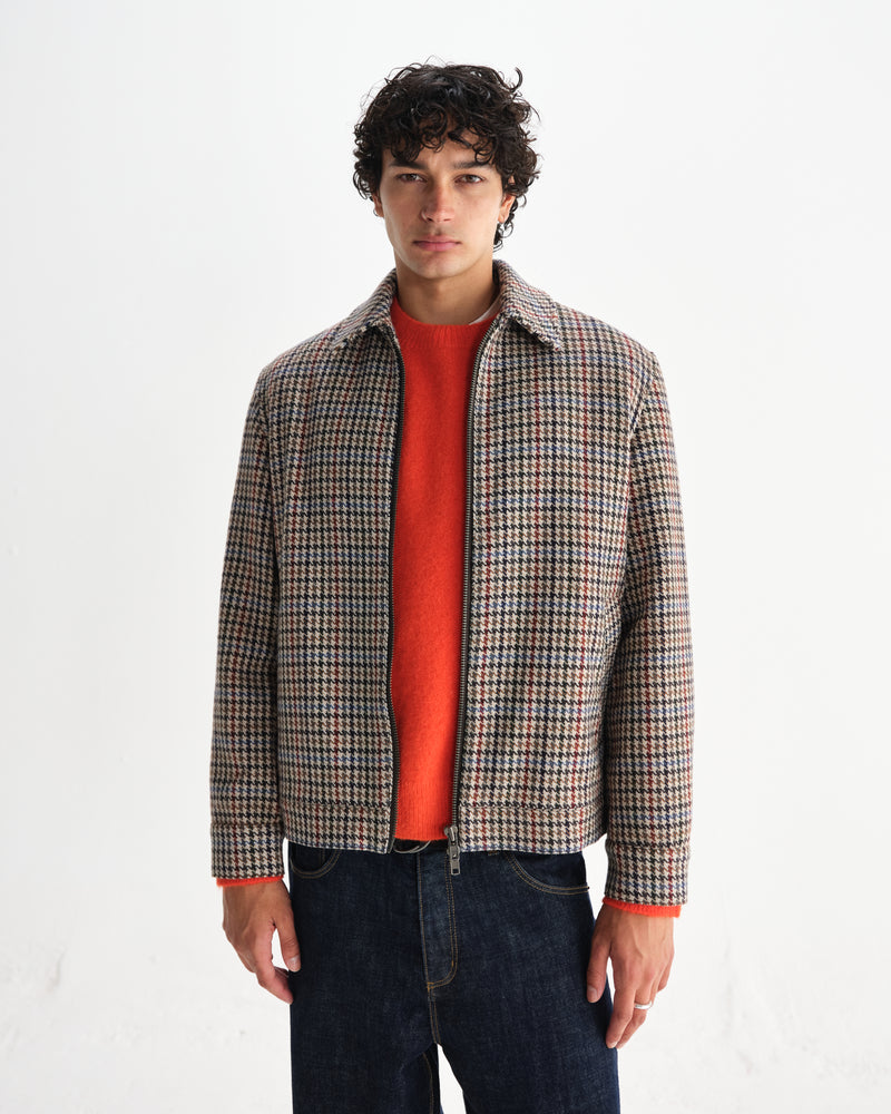 Men's Natural Houndstooth-Check Italian Wool Jacket | Wax London