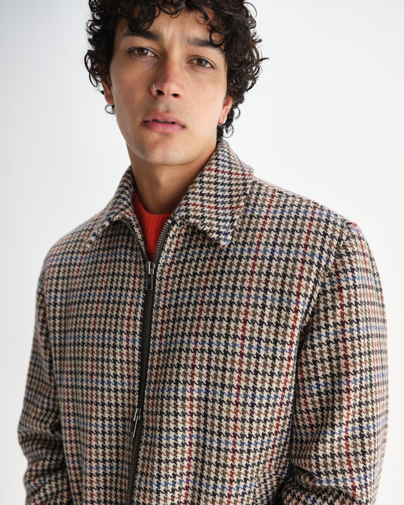 Men's Natural Houndstooth-Check Italian Wool Jacket | Wax London