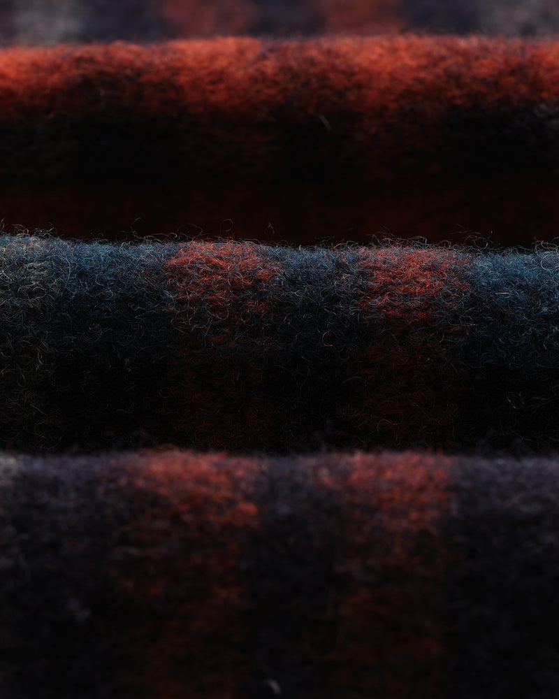 wax london men's Heath - Navy And Multicolour Wool Check Jacket