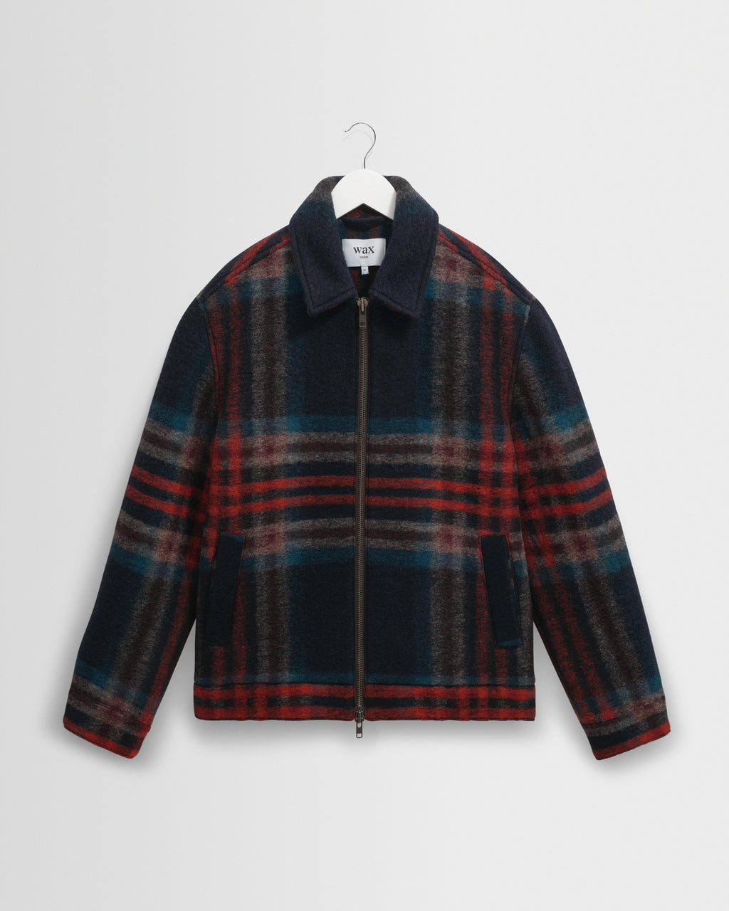 Men's Navy And Multicolour Check Italian Wool Jacket | Wax London