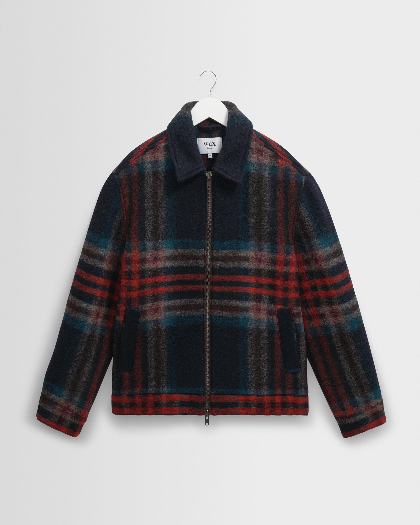 Men's Navy And Multicolour Check Italian Wool Jacket | Wax London