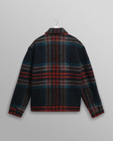 wax london men's Heath - Navy And Multicolour Wool Check Jacket