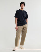 wax london men's Hill - Black Slub Organic Cotton Henley T-Shirt