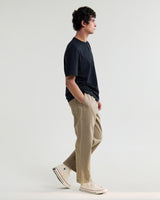 wax london men's Hill - Black Slub Organic Cotton Henley T-Shirt