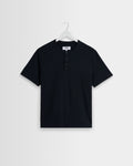 Hill - Black Slub Organic Cotton Henley T-Shirt