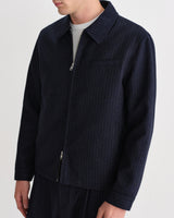 wax london men's Holland - Dark Navy Wool Blend Stripe Jacket