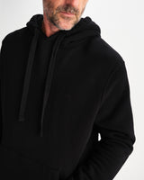 wax london men's Hoxton - Black Brushed Organic Cotton Hoodie