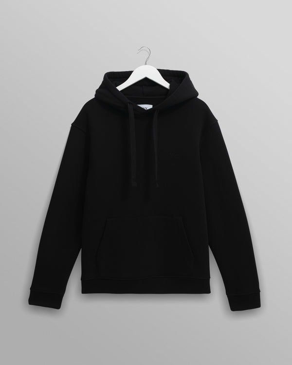 wax london men's Hoxton - Black Brushed Organic Cotton Hoodie