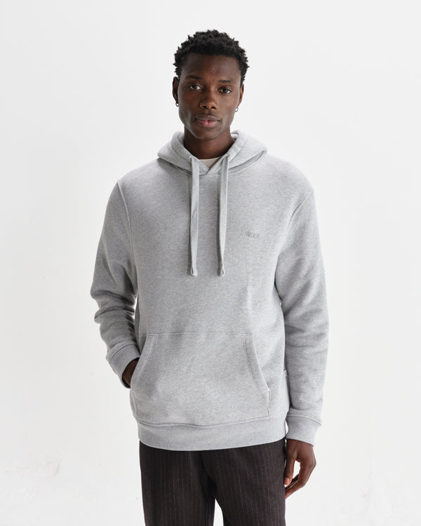 wax london men's Hoxton - Heather Grey Brushed Organic Cotton Hoodie
