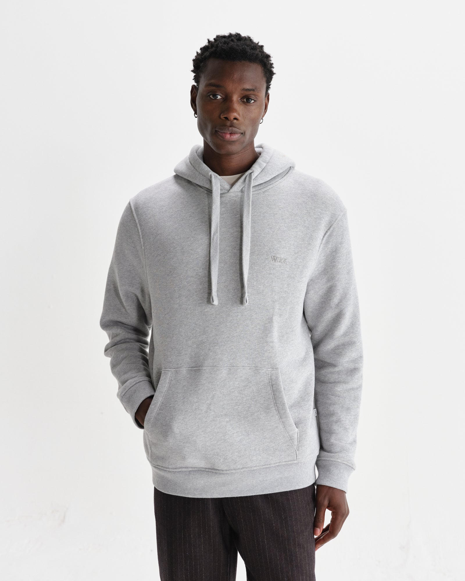 Men's Heather Grey Brushed Organic Cotton Hoodie Wax London