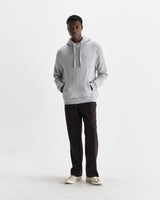 wax london men's Hoxton - Heather Grey Brushed Organic Cotton Hoodie