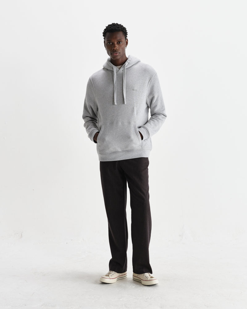 wax london men's Hoxton - Heather Grey Brushed Organic Cotton Hoodie