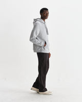 wax london men's Hoxton - Heather Grey Brushed Organic Cotton Hoodie