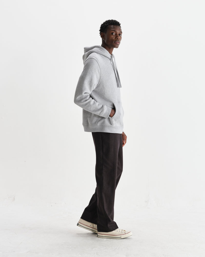 wax london men's Hoxton - Heather Grey Brushed Organic Cotton Hoodie