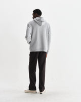 wax london men's Hoxton - Heather Grey Brushed Organic Cotton Hoodie