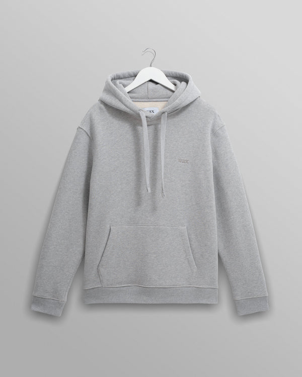 wax london men's Hoxton - Heather Grey Brushed Organic Cotton Hoodie
